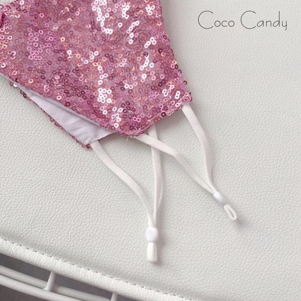 🆕Luxury Pink Sequin Face Mask - Picture 8 of 12